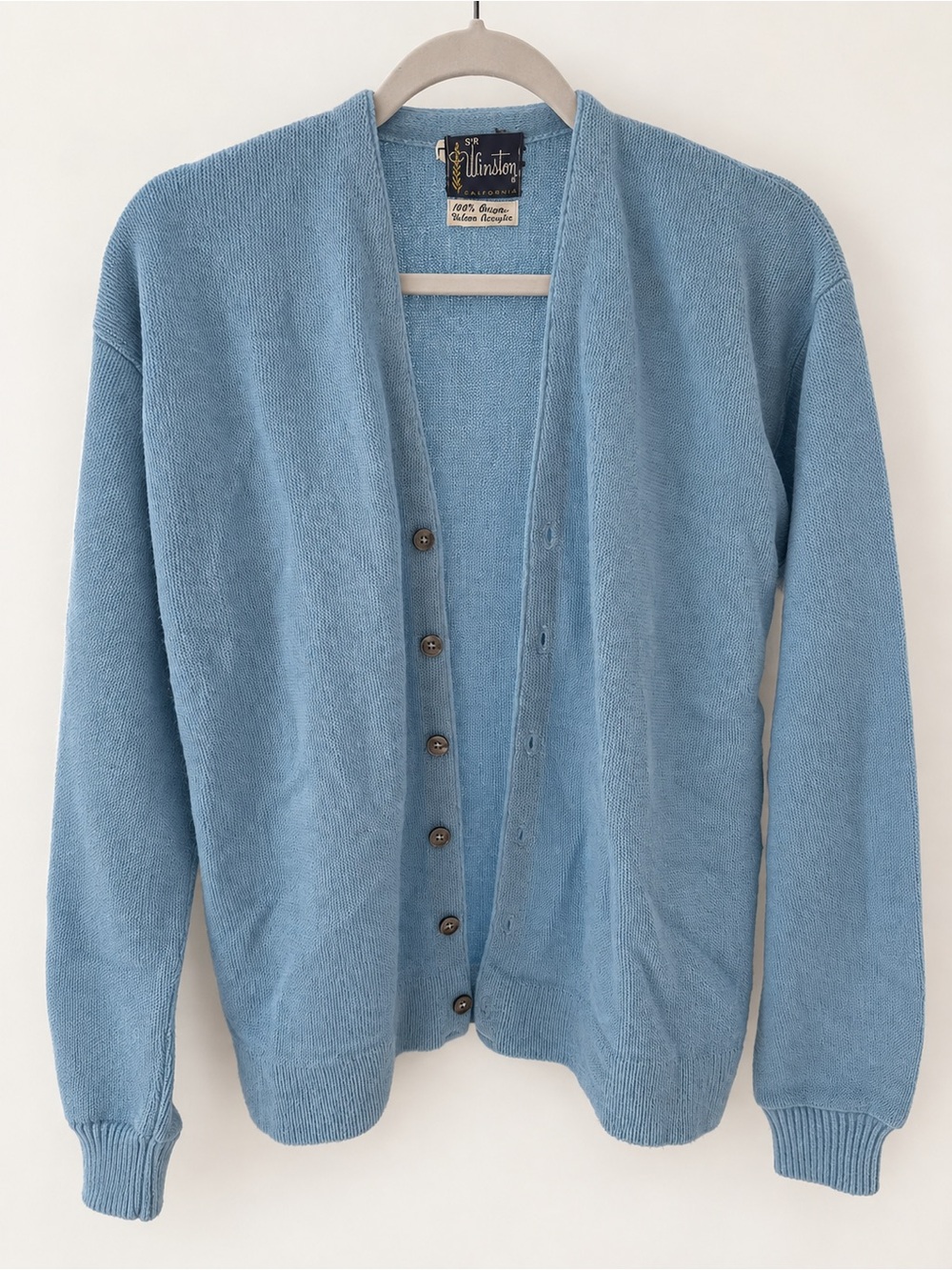 Light Blue Men's Button-Front Cardigan by Winston